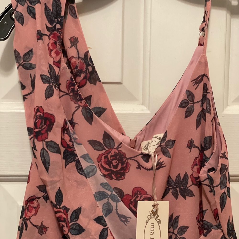 Mia Joy Colette Dress maxi rose floral NWTs ashes of roses 💐 Sz Large JOYFOLIE - Picture 8 of 11
